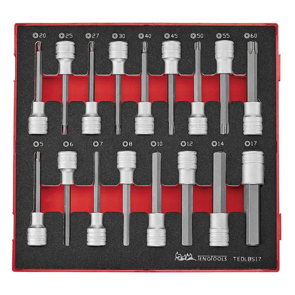 Hylsbitssats Teng Tools Långa 1/2 Tum-fäste TEDLBS17 3 Hylsbitssats Teng Tools Långa 1/2 Tum-fäste TEDLBS17